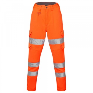 Leo Workwear CL04-O Beckamoor ISO 20471 Class 2 Women's Stretch Poly/Cotton Cargo Trouser RIS-3279-TOM Orange